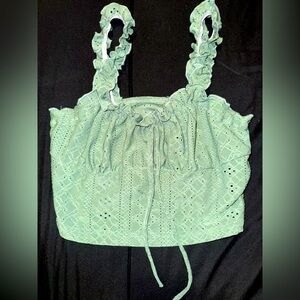 SHEIN Mint Green Eyelet Tank Top